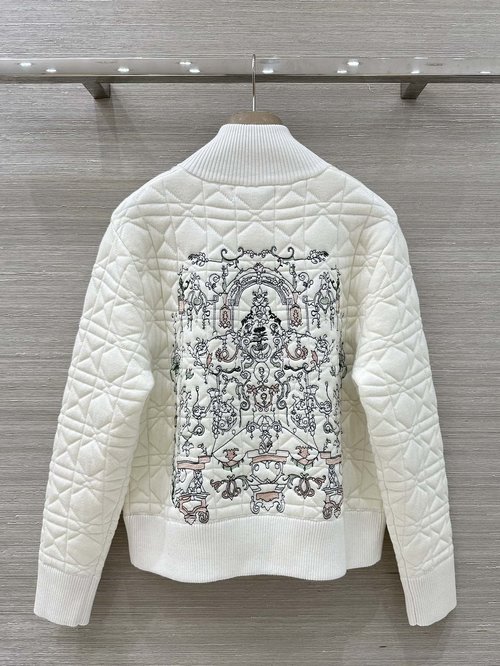 Dior Exclusive Faye Checkered Baseball Jacket with Embroidery