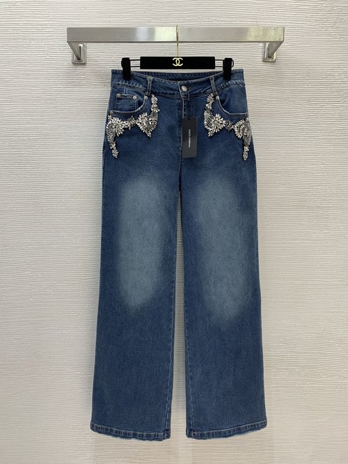 Dolce & Gabbana Straight-Leg Jeans with Diamond Decoration