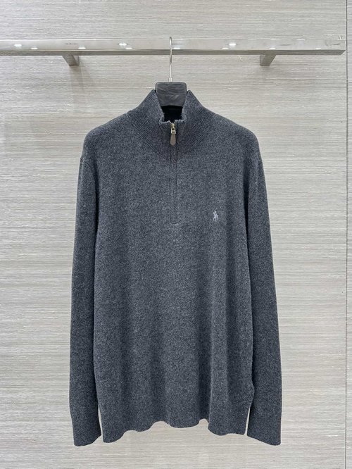 Polo Ralph Lauren Academy Style Half-Zip Knight Embroidery Knit Top