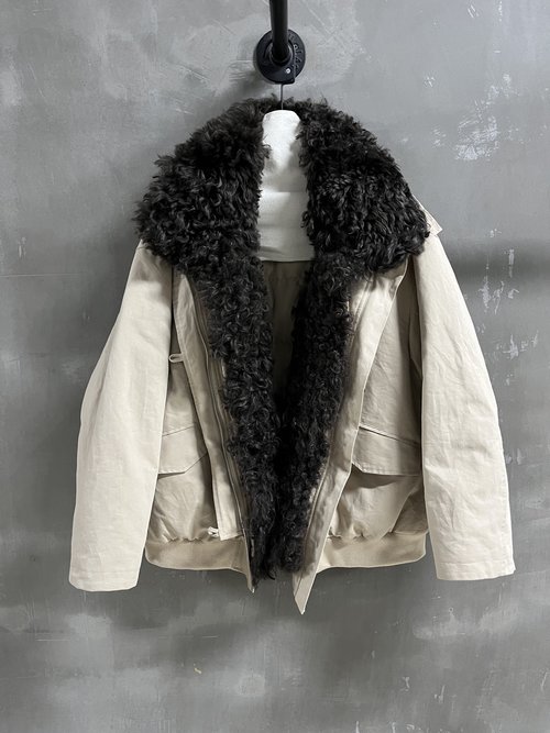 Prada Versatile and Elegant Down Jacket with Leather and Cotton Wool Blend