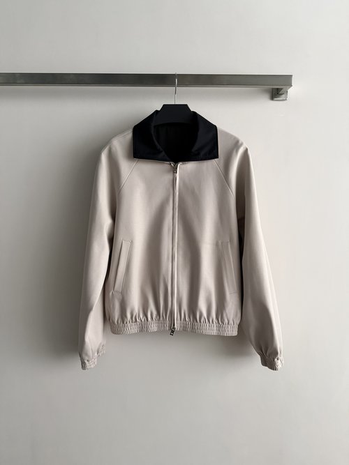 Dior Stylish Jacket with Collar Contrast & Ribbed Edges