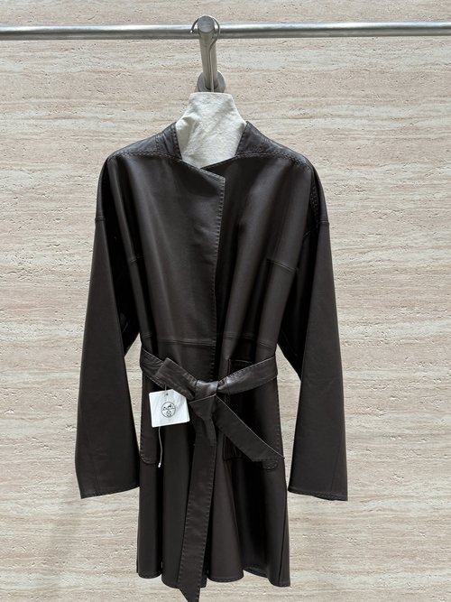 Hermes Classic Leather Coat with Wool Lining, Soft Goatskin and Exquisite Craftsmanship