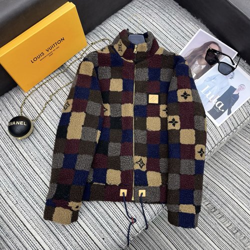 Louis Vuitton Early Spring: Checkerboard Monogram Logo Fleece Collared Coat