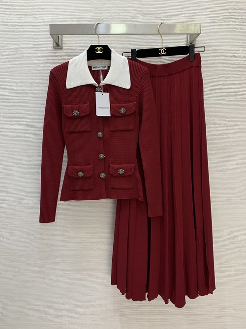 Prada Luxury Knit Two-Piece Set with Diamond-Studded Buttons