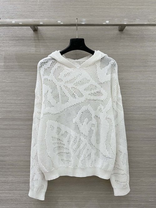 Brunello Cucinelli Exclusive High-end Sequined Crochet Classic Slimming Hooded Top