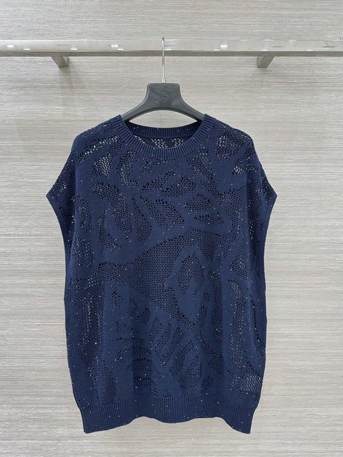 Brunello Cucinelli Exclusive Shining Sequin Hollow - out Sleeveless Top