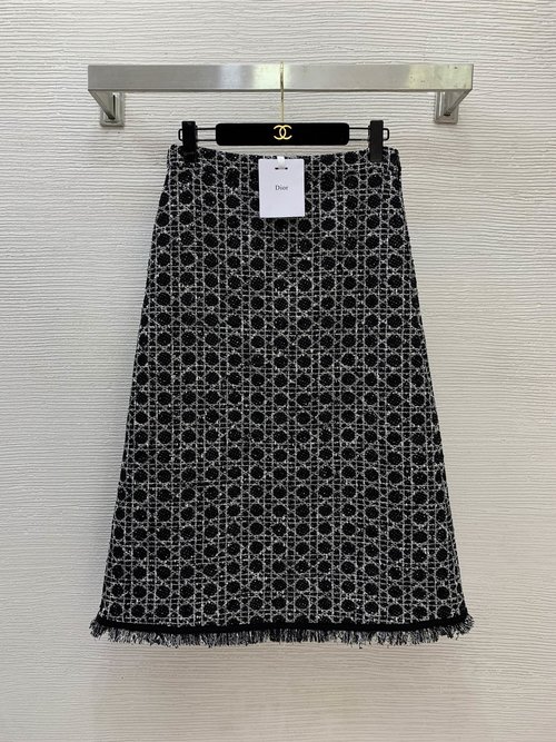 Dior Classic Tartan A-Line Skirt with Tassel and Pockets