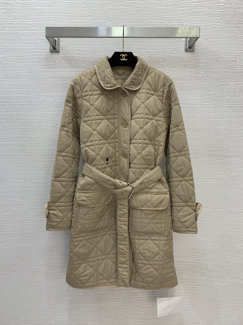 Dior Customized Corduroy Inner Trim Cotton Coat with Embroidery and Belt