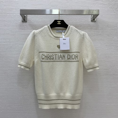 Dior Bubble Short-sleeved Knit Top with Logo Jacquard, Elegant Design