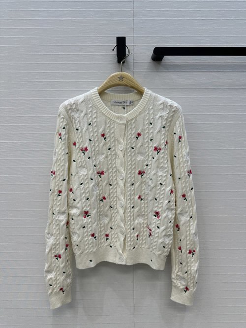 Dior New Garden Embroidery Knit Cardigan, Gentle for All Occasions