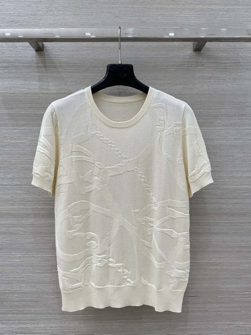 Polo Ralph Lauren High - end Embossed Jacquard Slimming Short - sleeve Top