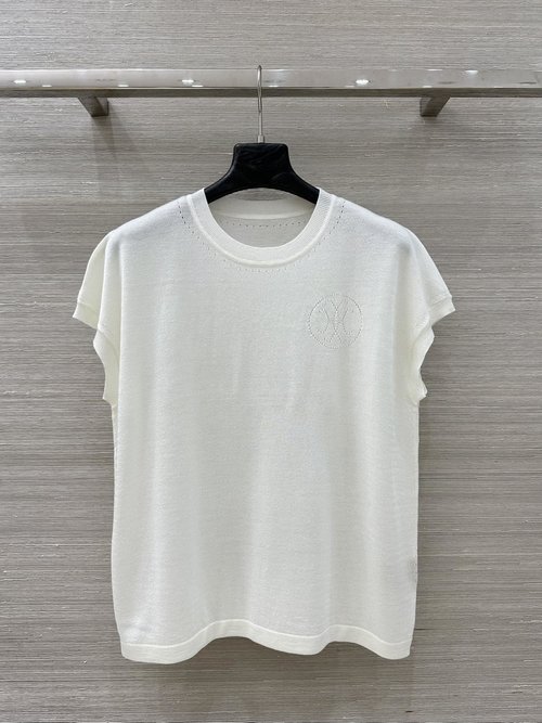 Hermes Premium Hollow H-Pattern Knitted Top with Oversized Shoulder