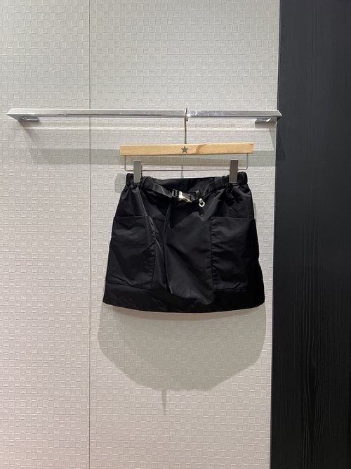 Prada Nylon Skirt with Badge, Elegant Casual Style