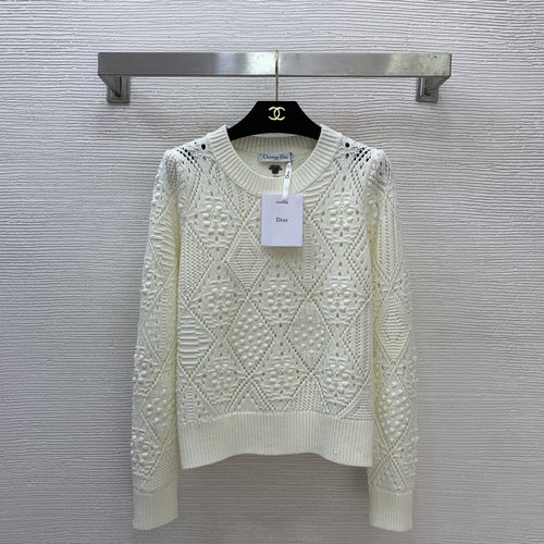 Dior Premium Wool Knit Top with CD Bee Embroidery