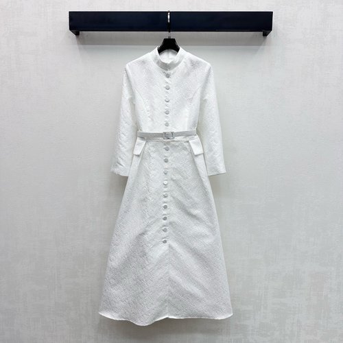 Dior Embroidered Belted Dress with Floral Pattern: Graceful Appearance