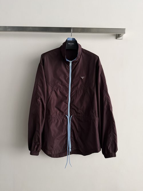Prada Classic Regenerated Nylon Windbreaker with Collar