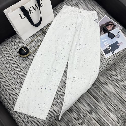 Loewe Early Spring: Rainbow Splatter Jeans with Embroidered Logo