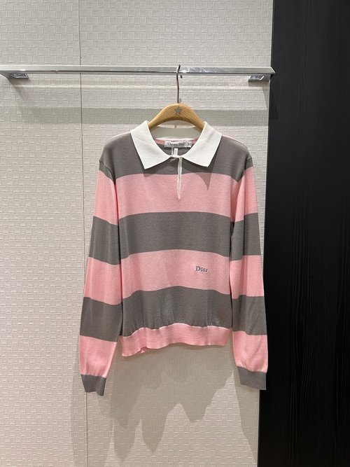 Dior Fashionable Casual Color-blocked Knit Polo Shirt