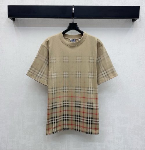 Burberry Custom Brand - Style Imported Cotton Gradient Checked T - Shirt