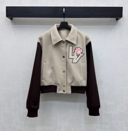 Louis Vuitton Collared Leather-Trimmed Jacket: Charming and Windproof