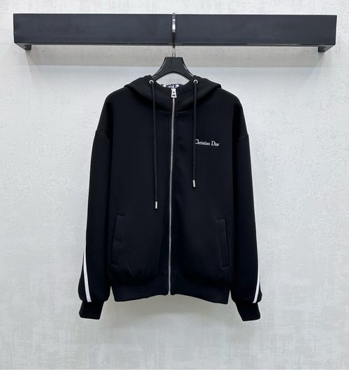 Dior Striped Hooded Jacket with Logo: Sophisticated and Comfortable