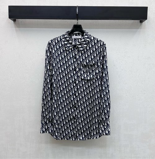Dior Custom Imported Twill Shirt with All - Over Logo Prints
