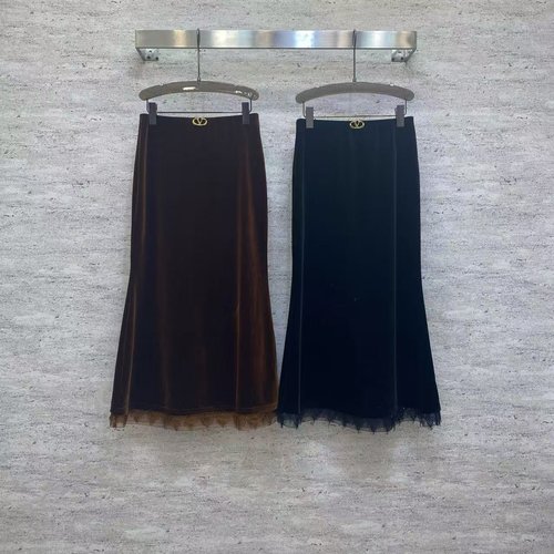 Valentino Velvet Mermaid Skirt with Metal Buckle