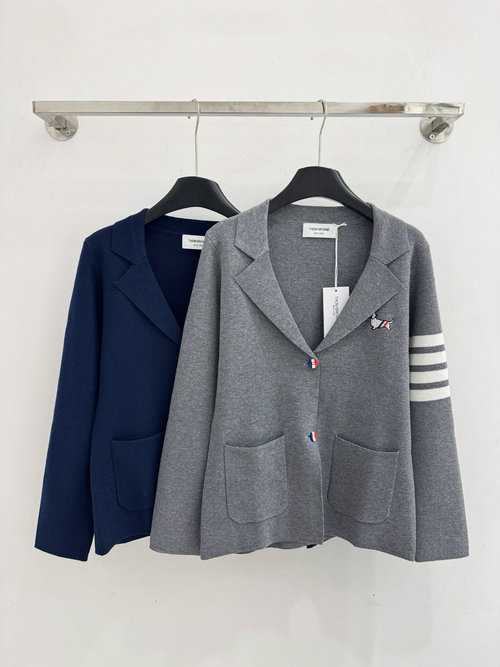 Thom Browne Knit Blazer with Puppy Patch Emblem