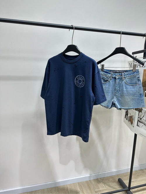 Dior Cotton Circle Print Ripped Short-Sleeve T-Shirt