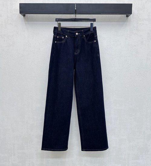 Loewe Vintage Distressed Straight - Leg Jeans with Leather Label