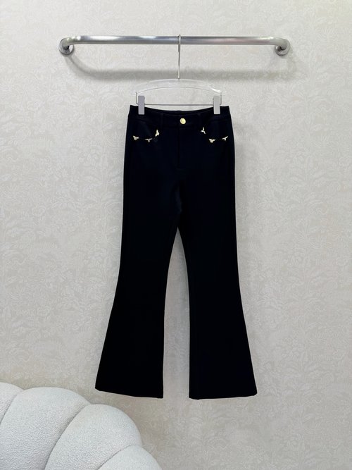 Louis Vuitton High-Waisted Flare Pants with Four-Leaf Clover Hardware