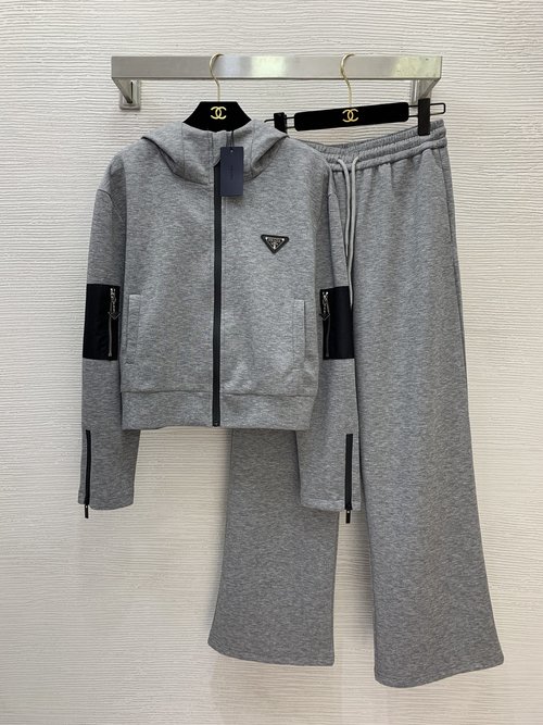 Prada Sports Casual Two-Piece Set with Letter Logo Hardware