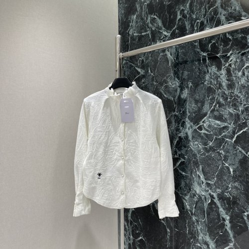 Dior Jacquard Knit Cardigan with Ruffled Collar