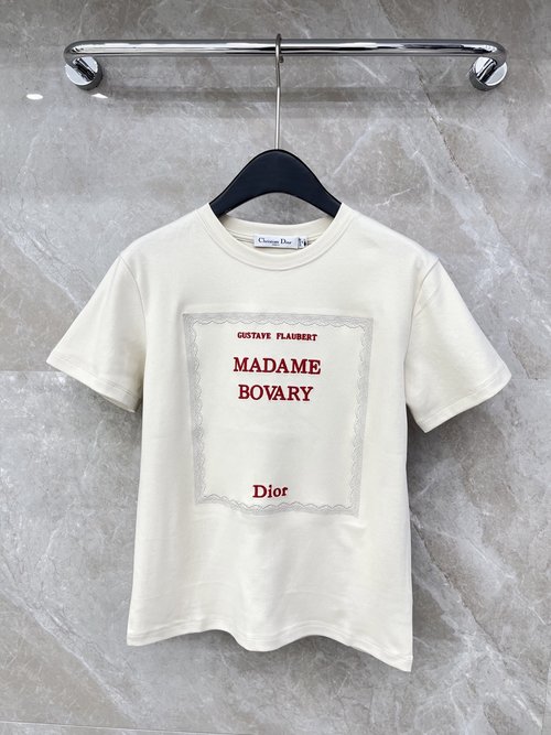 Dior Exquisite Loose-fit Embroidered Letter Short-sleeve T-shirt