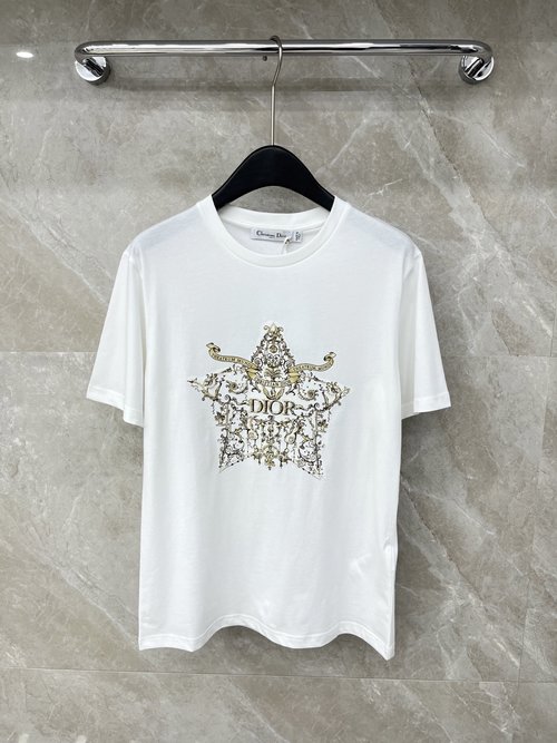 Dior Chic Loose-fit Beaded Short-sleeve T-shirt