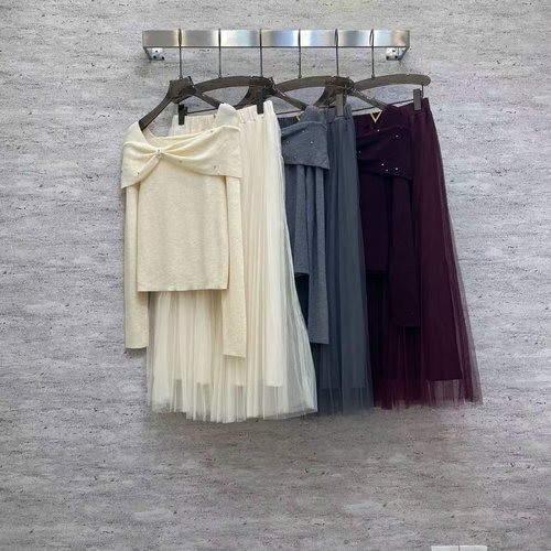 Valentino Wool Blend Skirt Set with Knotted Bustier