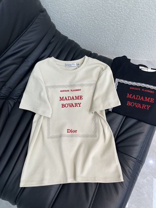 Dior Exquisite Embroidered Letter Short-Sleeved T-Shirt