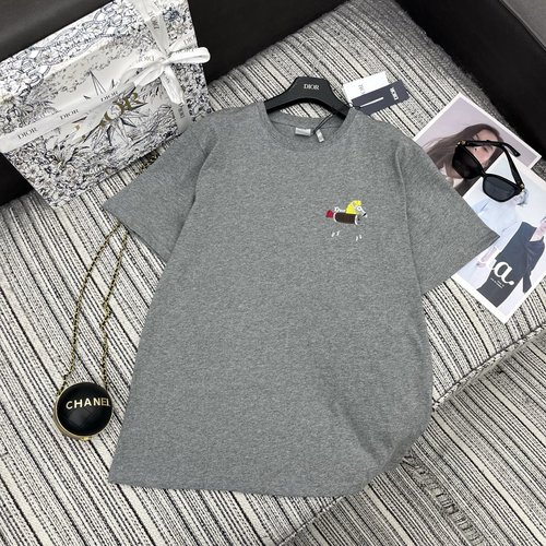 Dior New Embroidery Pony Round Neck Short Sleeve T - Shirt