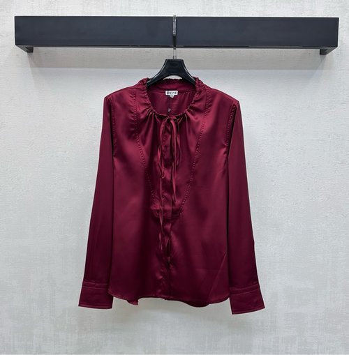 Loewe Satin Drawstring Shirt with Embroidered Logo for Elegance