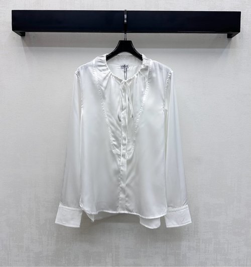 Loewe Satin Drawstring Shirt with Delicate Embroidered Logo