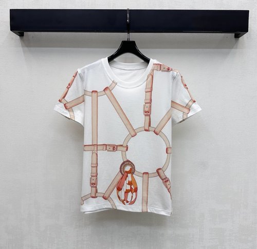 Hermes Round Neck Equestrian Print T-Shirt