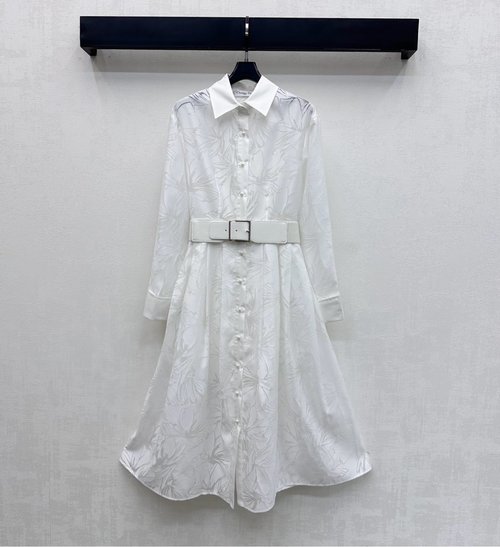 Dior Elegant Jacquard Belted Dress with French Charm