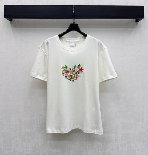 Dior Round Neck Floral Print Loose T-Shirt