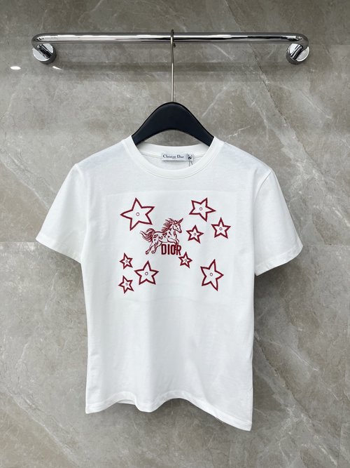 Dior Elegant Loose-fit Embroidered Short-Sleeve T-shirt for Fashion