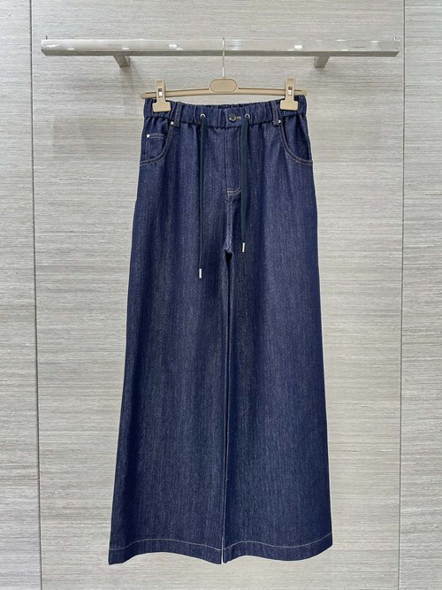 Chanel Exclusive High-end Gold-Silver Denim Wide-leg Trousers, Chestnut Shine