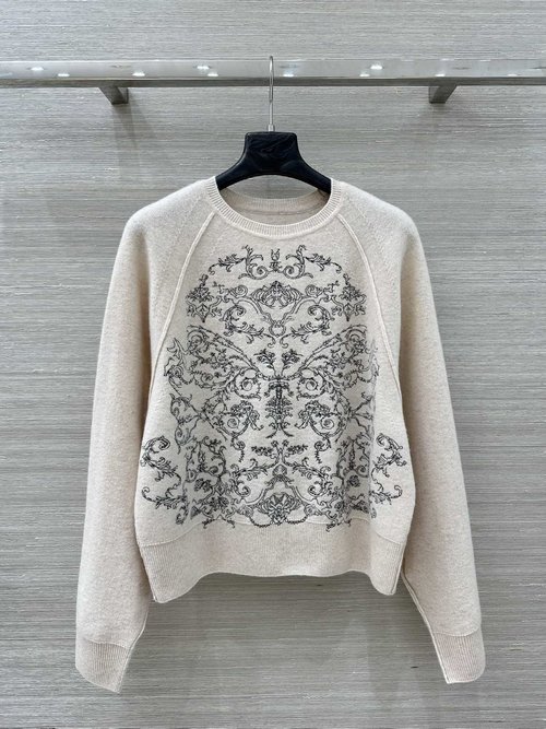 Dior Secret Garden Embroidered Elegant Cashmere Sweater
