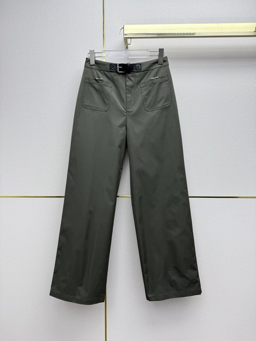 Louis Vuitton Straight-Leg Trousers with Leather Buckle and Metal Decor