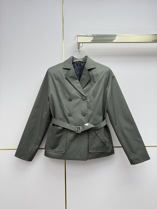 Louis Vuitton Double-Buttoned Suit Jacket with Monogram Lining and Belt