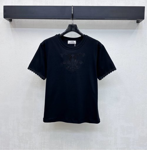 Hermes Sleeveless Lace Cuff Logo Trimmed T-Shirt