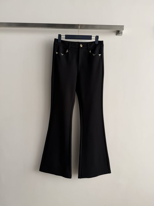 Louis Vuitton Minimalist Flare Trousers with Metal-Trimmed Pockets